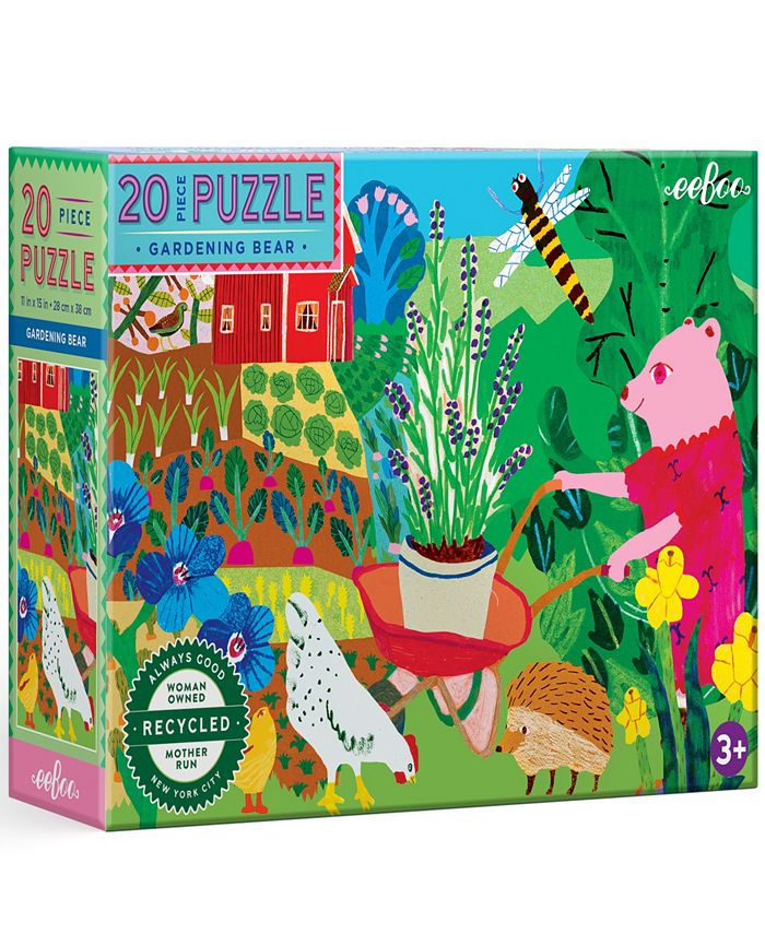 Eeboo Gardening Bear 20 Piece Jigsaw Puzzle Set, Ages 3 and up Macy's
