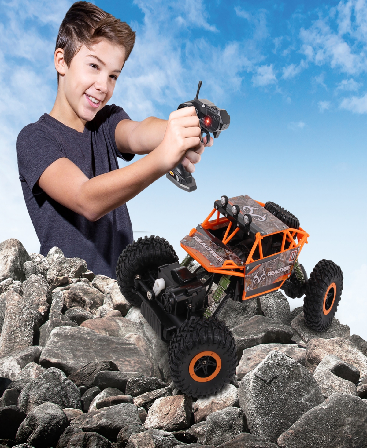 Realtree Nkok 1:16 Scale Rc Rock Crawler Edge Camo Blue 2.4 Ghz Radio Control 81612, Competition Series, Real In Multi
