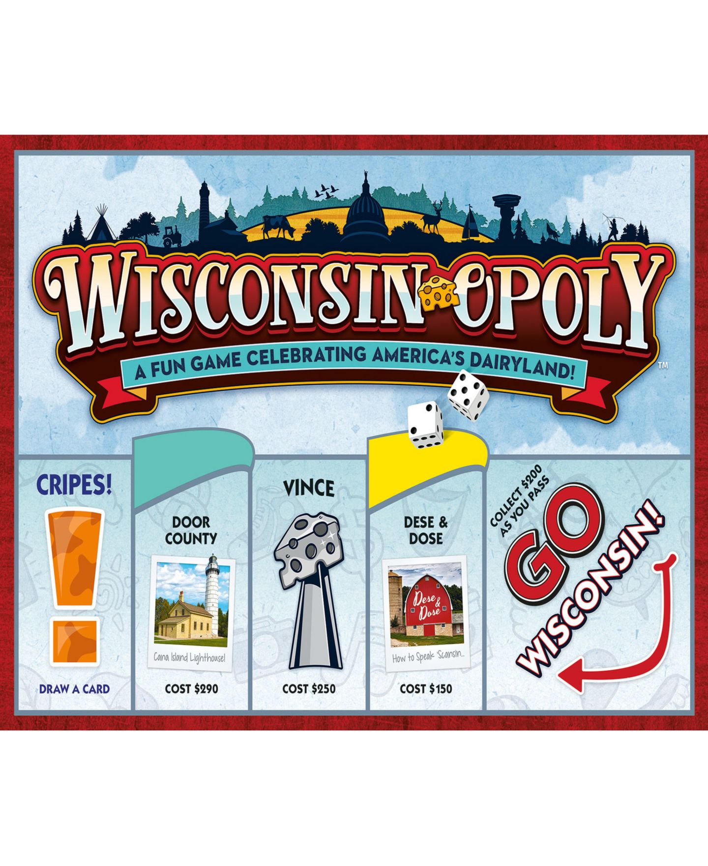 Детская настольная игра Late for the Sky Wisconsin-Opoly Classic Family Board Game, Ages 8+ — фото 4