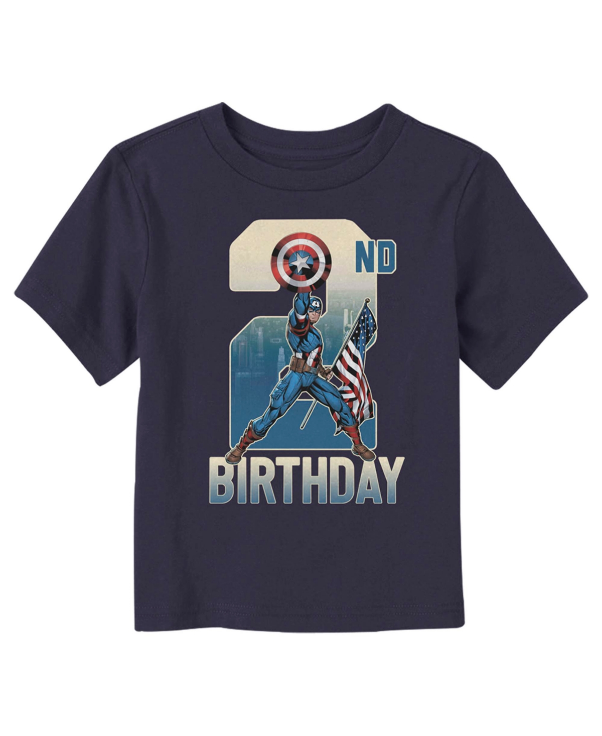 Marvel Toddler's  2nd Birthday Capitan America Unisex T-shirt In Navy Blue