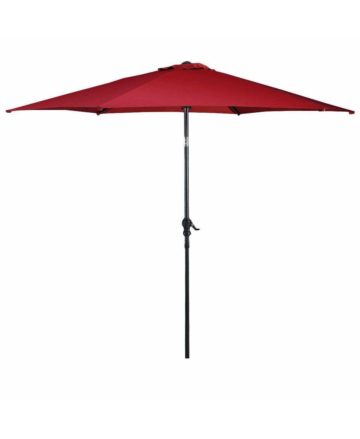 10FT Patio Umbrella 6 Ribs Market Steel Tilt W/ Crank Outdoor Garden - Red