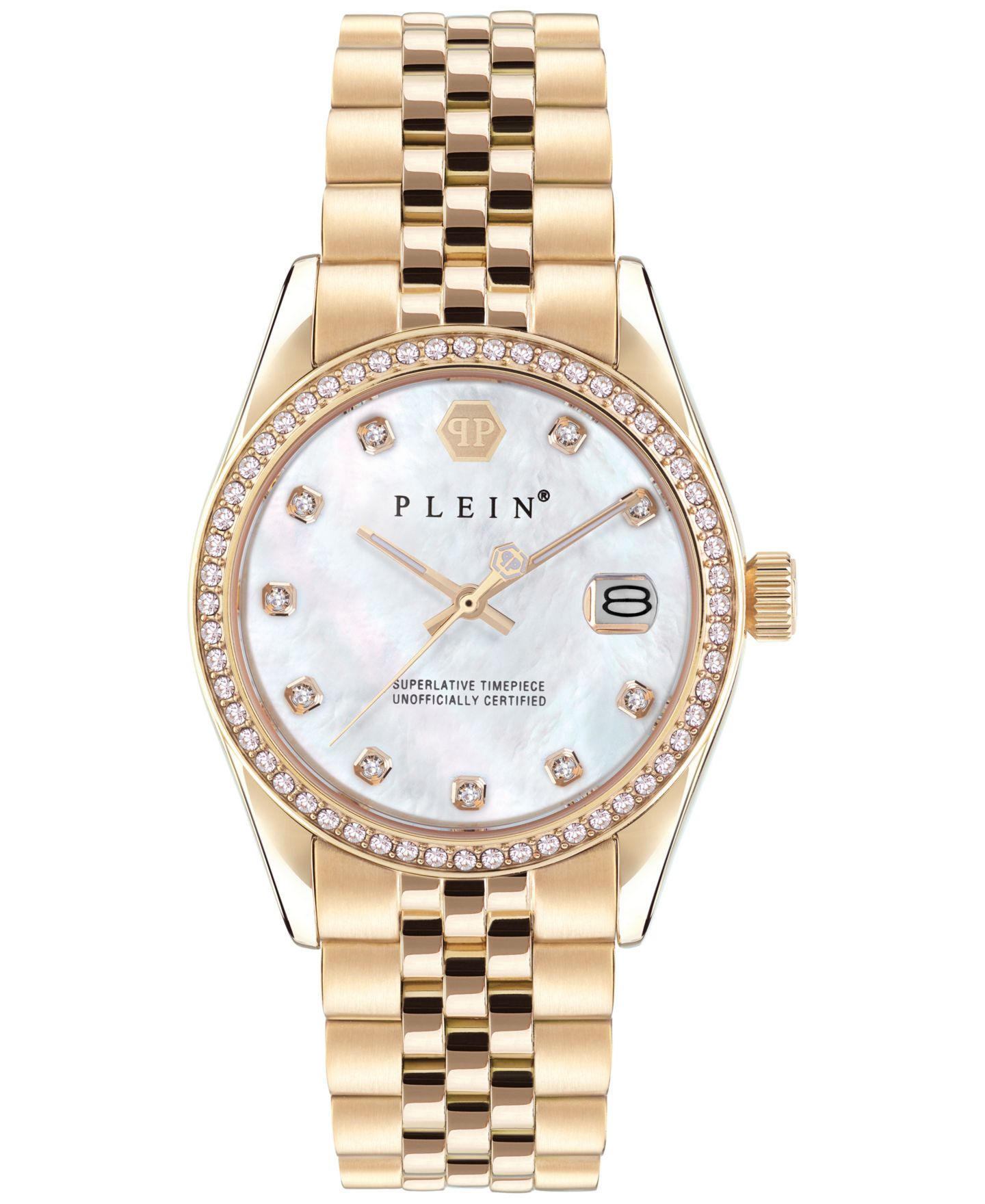 Женские часы Philipp Plein Date Superlative Gold Ion-Plated Bracelet Watch 34mm — фото 1