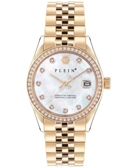 Женские часы Philipp Plein Date Superlative Gold Ion-Plated Bracelet Watch 34mm