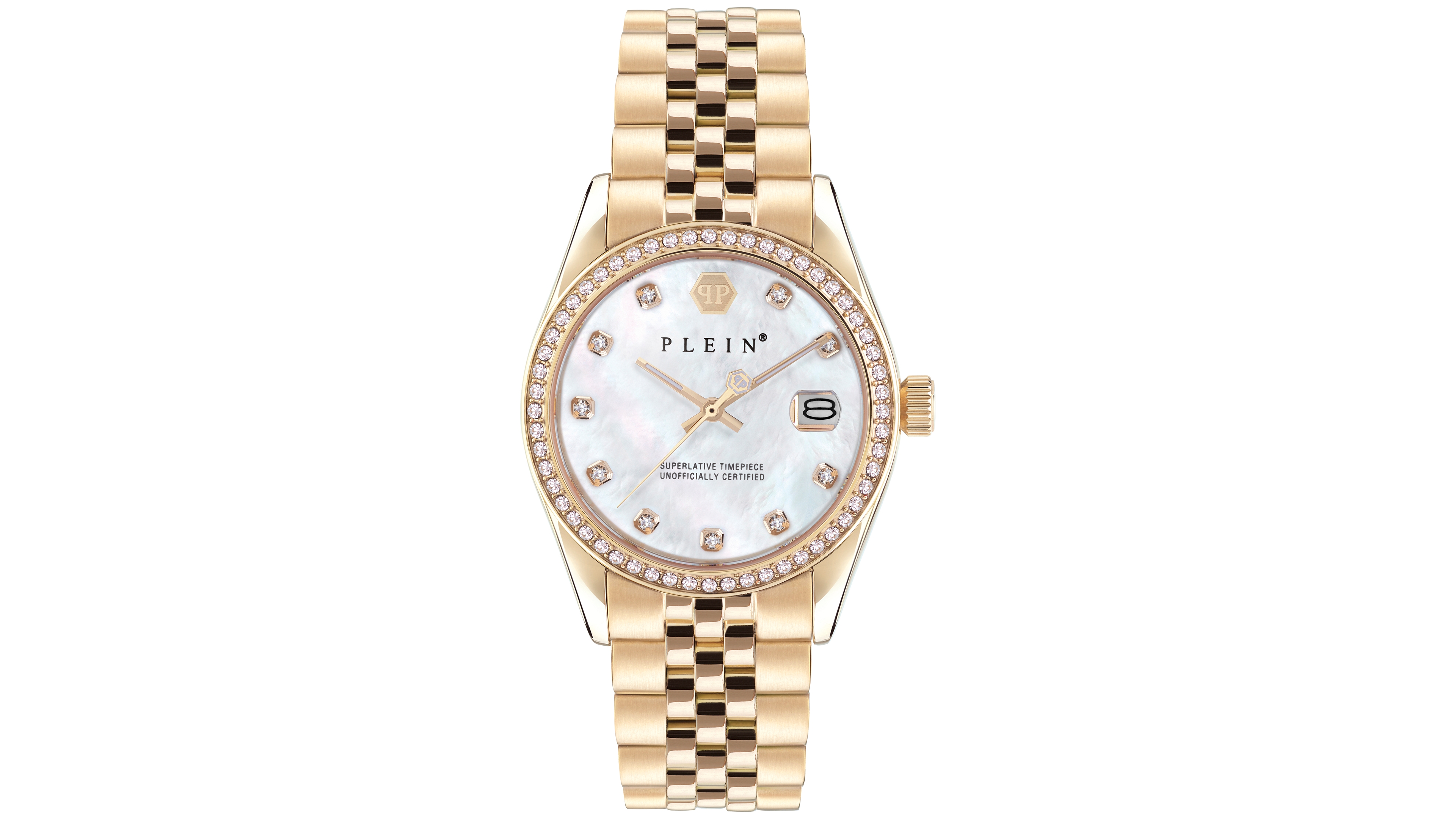 Philipp Plein Women's Date Superlative Gold Ion-Plated Bracelet Watch 34mm