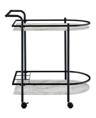 Desiree 32" 3-Bottle Metal Rack Serving Cart with Casters