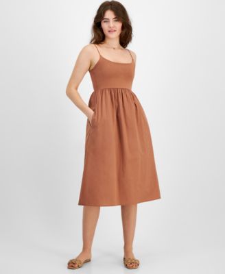 And Now This - Women's Cotton Mixed-Media Midi Dress