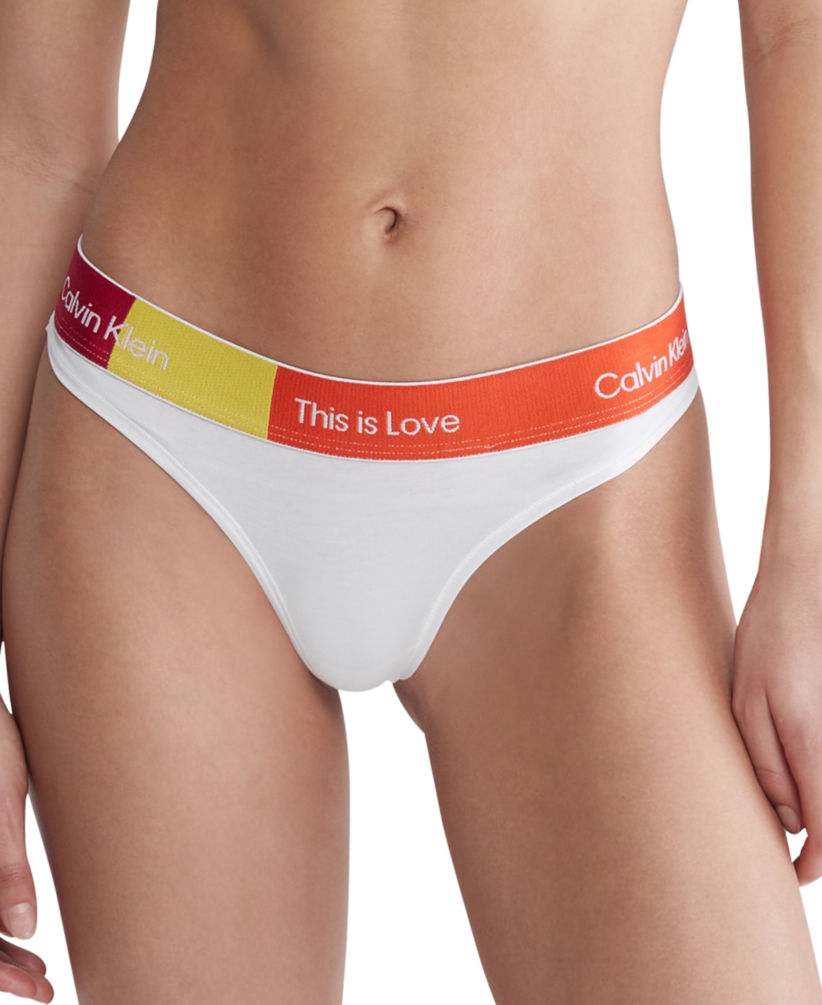 Calvin Klein Plus Size Pride This Is Love Colorblocked Thong Underwear  Qf7279 In White | ModeSens