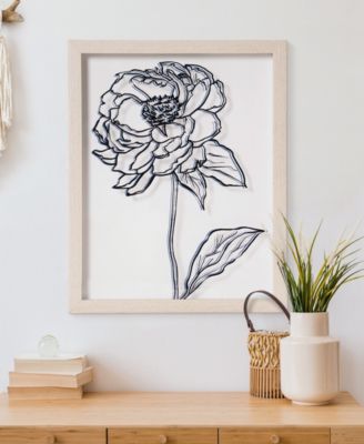 Peony Sketch Printed Glass Wall Art, 12" x 15"