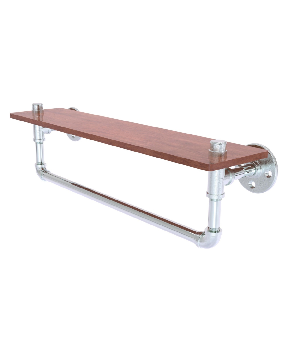 Allied Brass Pipeline Collection 22 Inch Ironwood Shelf With Towel Bar In Polished Chrome