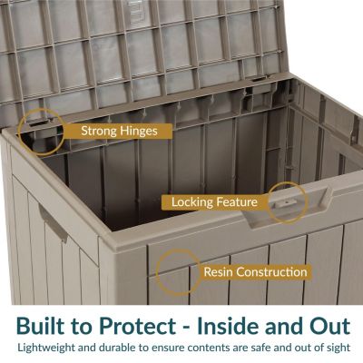 Lockable Outdoor Small Deck Box with Storage and Side Handles - 32-Gal.