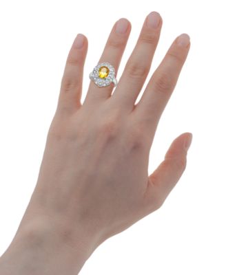 Citrine (1-5/8 ct. t.w.) & Lab-Grown White Sapphire (1-1/8 ct. t.w.) Looped Halo Ring in Sterling Silver