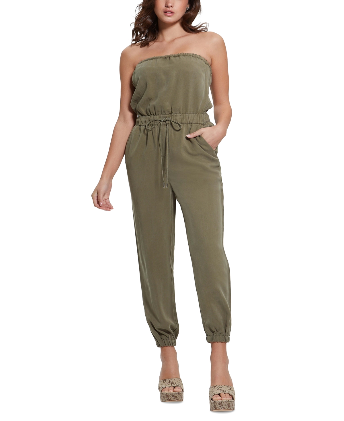 Guess Women's Sleeveless Jade Jumpsuit In Army Olive Multi