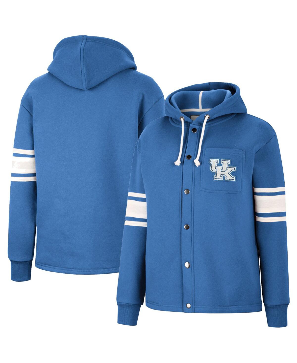 COLOSSEUM WOMEN'S COLOSSEUM ROYAL KENTUCKY WILDCATS MIA STRIPED FULL-SNAP HOODIE JACKET