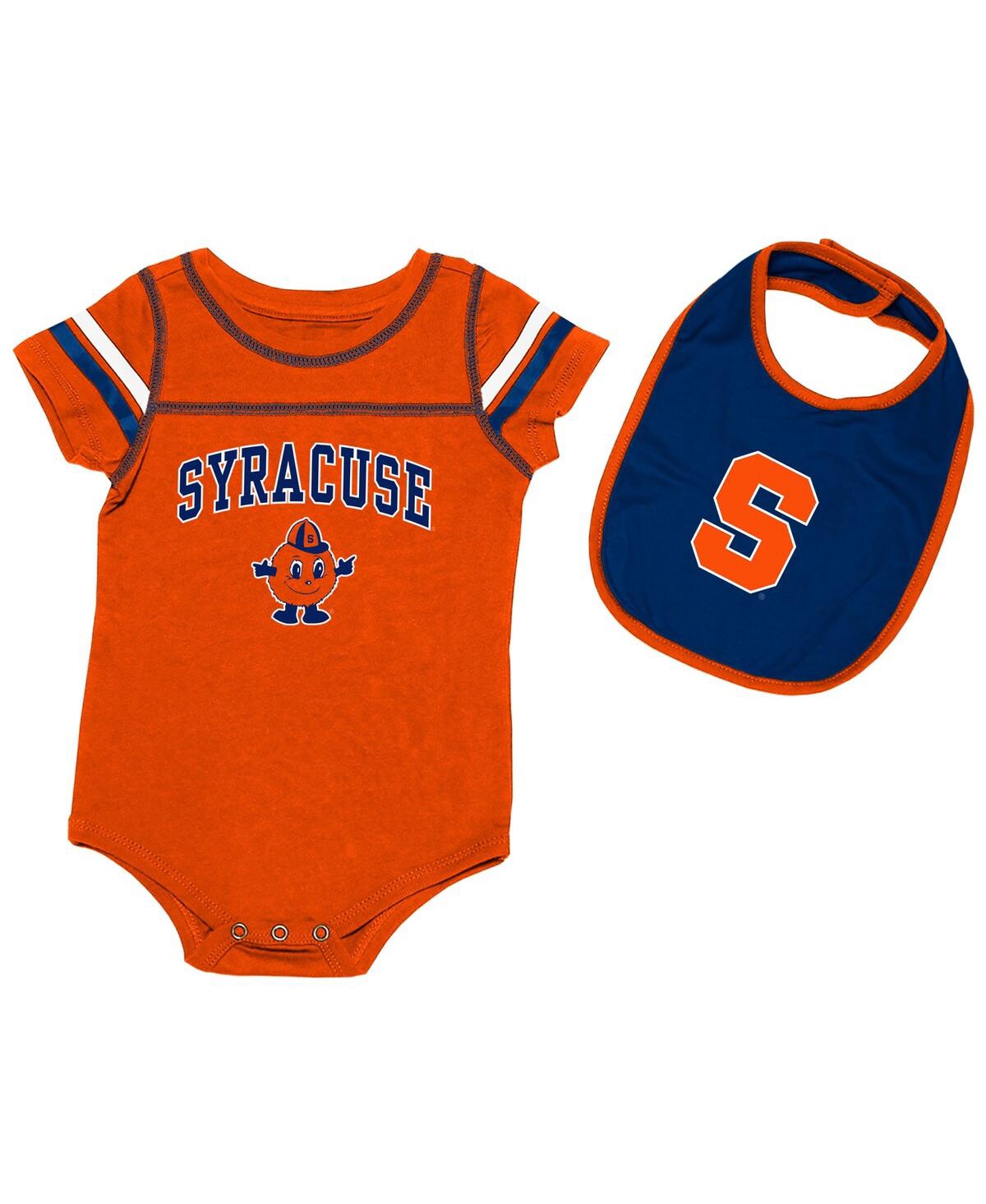 Colosseum Babies' Newborn And Infant Boys And Girls  Orange Syracuse Orange Chocolate Bodysuit And Bib Set
