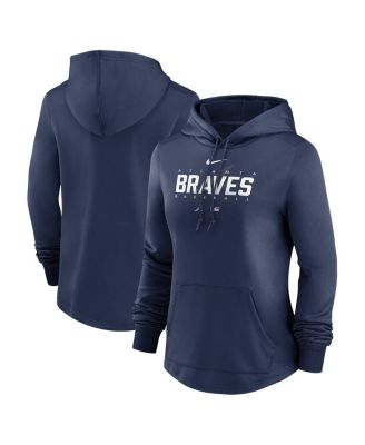 Women's Navy Atlanta Braves Authentic Collection Pregame Performance Pullover Hoodie