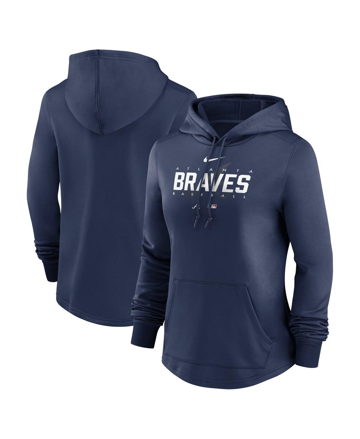 Nike Women's  Navy Atlanta Braves Authentic Collection Pregame Performance Pullover Hoodie In Navy