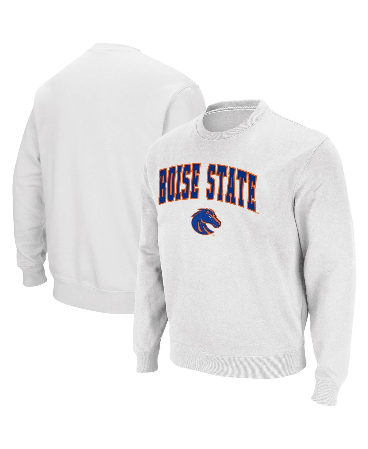 Shop Colosseum Men's  White Boise State Broncos Arch And Logo Tackle Twill Pullover Sweatshirt