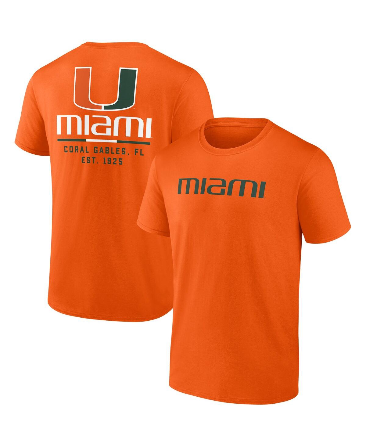Shop Fanatics Men's  Orange Miami Hurricanes Game Day 2-hit T-shirt
