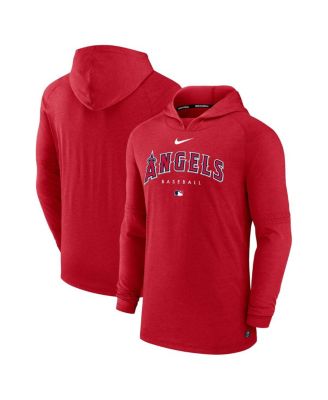 Men's Heather Red Los Angeles Angels Authentic Collection Early Work Tri-Blend Performance Pullover Hoodie