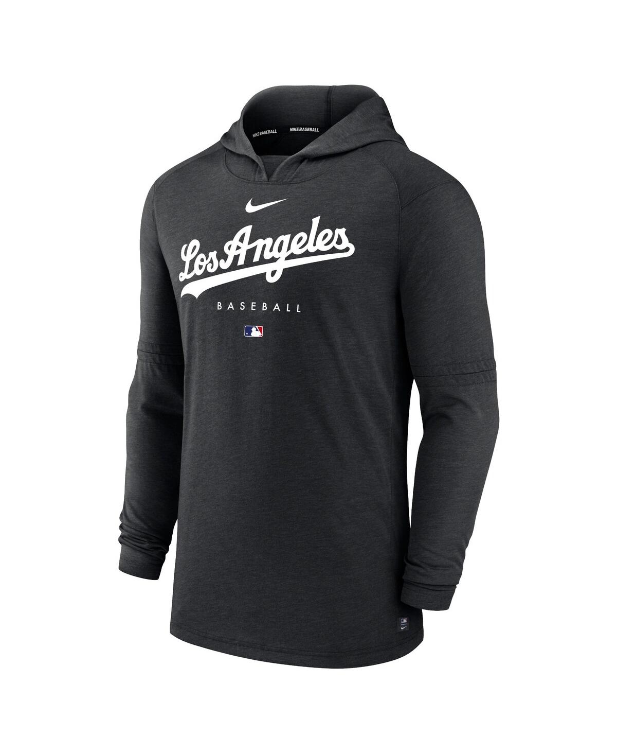 Men's NikeLos Angeles Dodgers Authentic Collection Early Work Tri-Blend Performance Pullover Hoodie - Heather Black