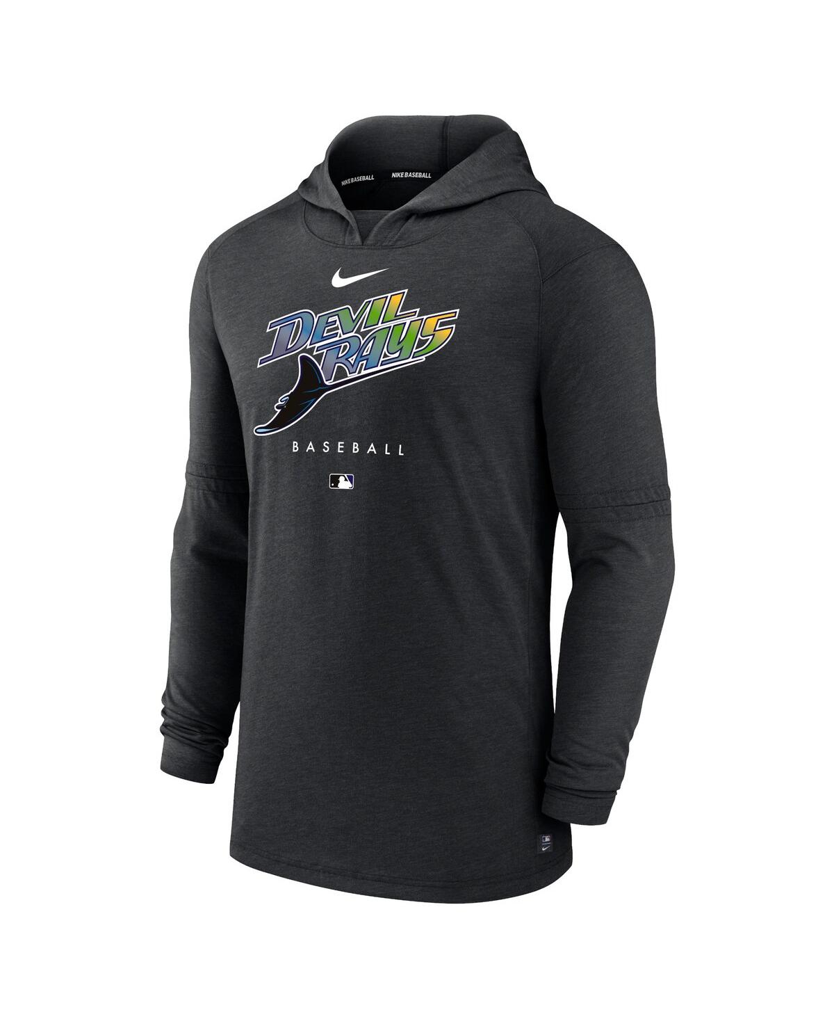 Men's NikeTampa Bay Rays Authentic Collection Early Work Tri-Blend Performance Pullover Hoodie - Heather Black