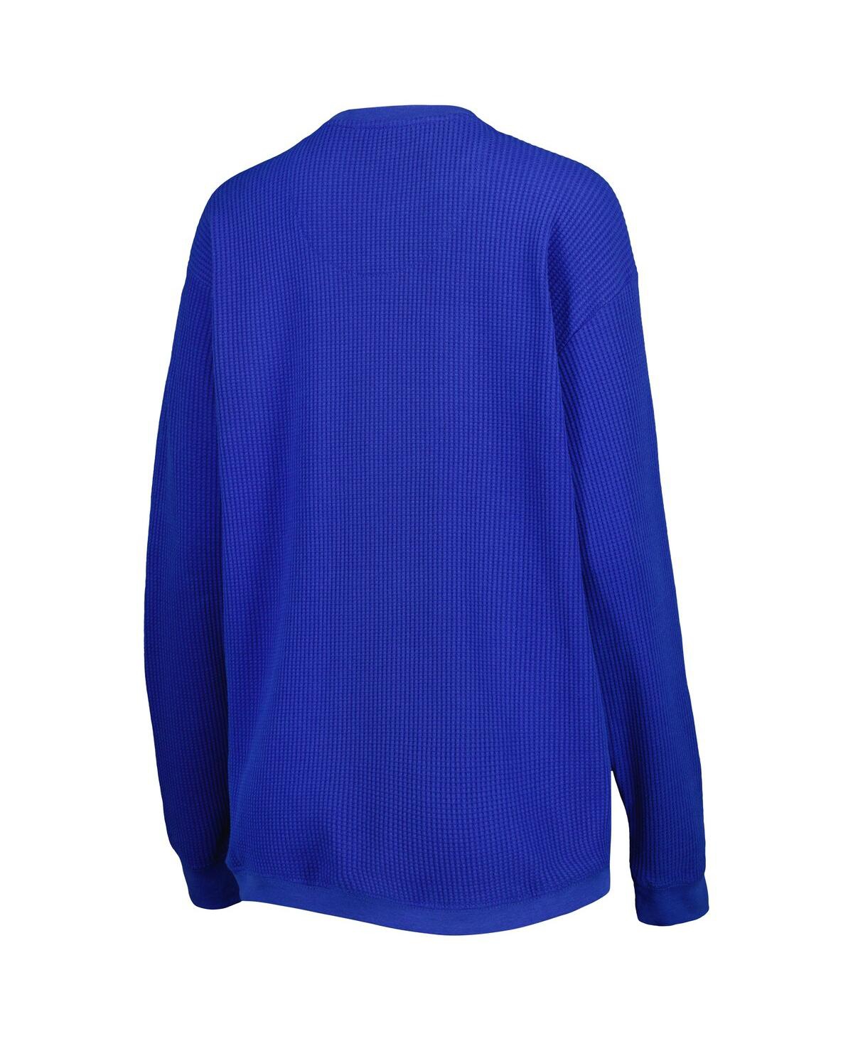PRESSBOX WOMEN'S PRESSBOX ROYAL KENTUCKY WILDCATS SURF PLUS SIZE SOUTHLAWN WAFFLE-KNIT THERMAL TRI-BLEND LONG 