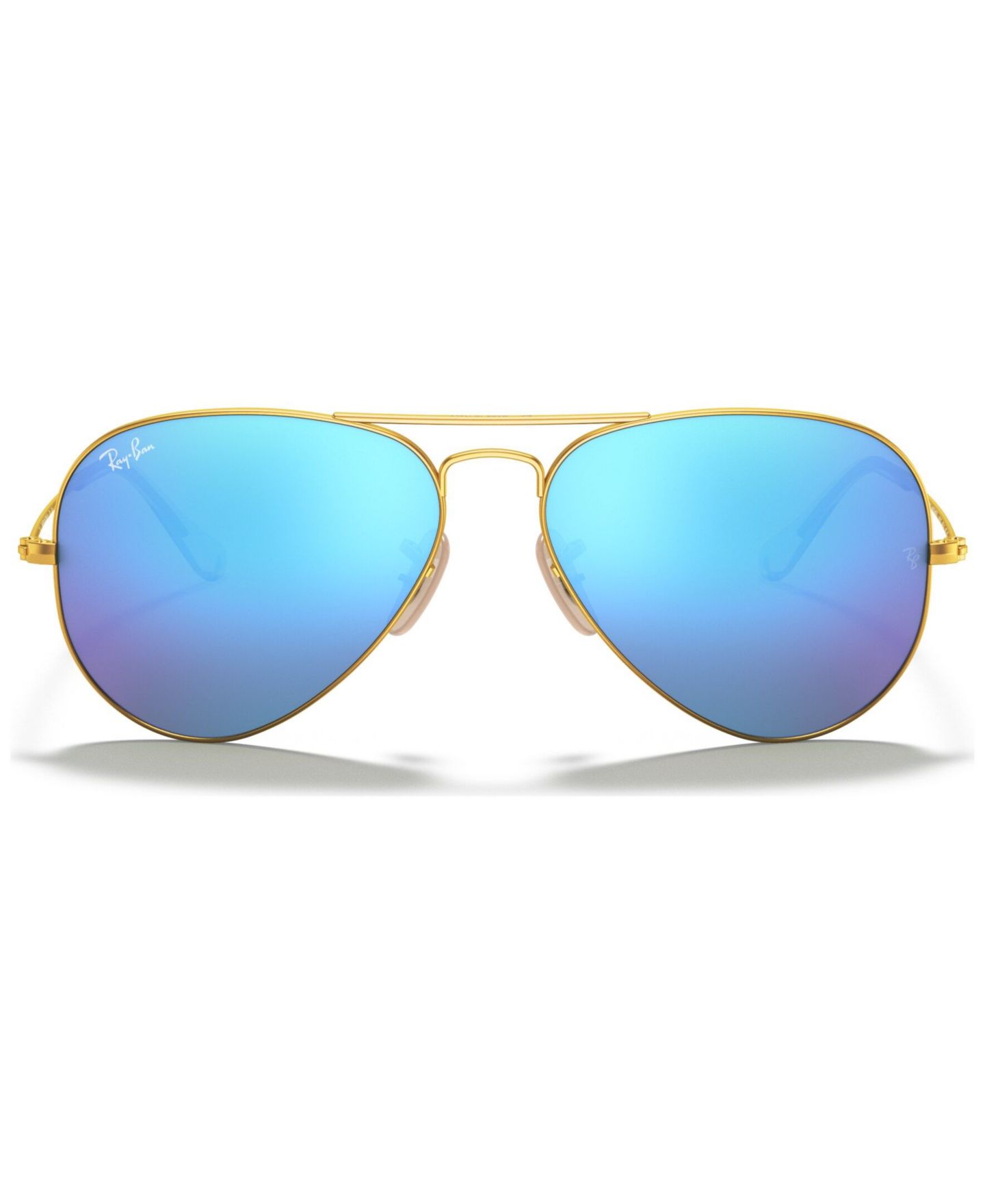 Женские солнцезащитные очки Ray-Ban Sunglasses, RB3025 Aviator Mirror, цвет: Золотой / Синий — фото 2