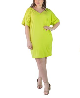 Plus Size Loose Fit V-Neck T Shirt Dress