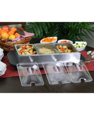 Buffet Server & Food Warmer With 3 Removable Sectional Trays , Heated Warming Tray and Removable Tray Frame