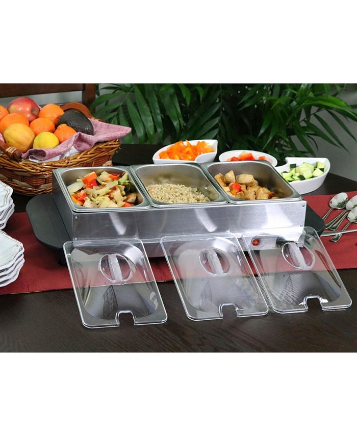 MegaChef Buffet Server & Food Warmer With 3 Removable Sectional Trays