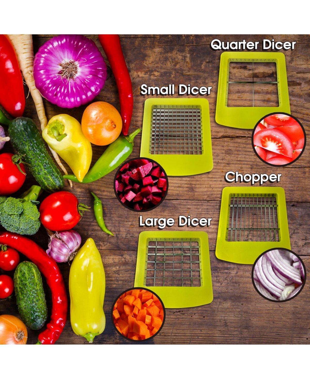 Megachef 8-in-1 Multi-Use Slicer Dicer and Chopper with Interchangeable Blades, Vegetable and Fruit Peeler and Soft Slicer