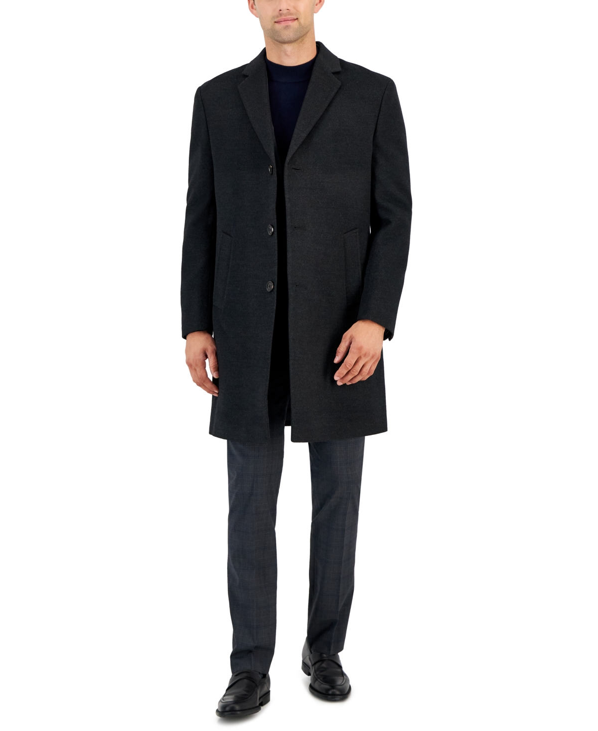 Kenneth Cole Reaction Men's Classic-fit Solid Overcoats In Charcoal