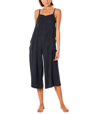 Juniors' Crinkled Premium Cropped Surf Jumpsuit