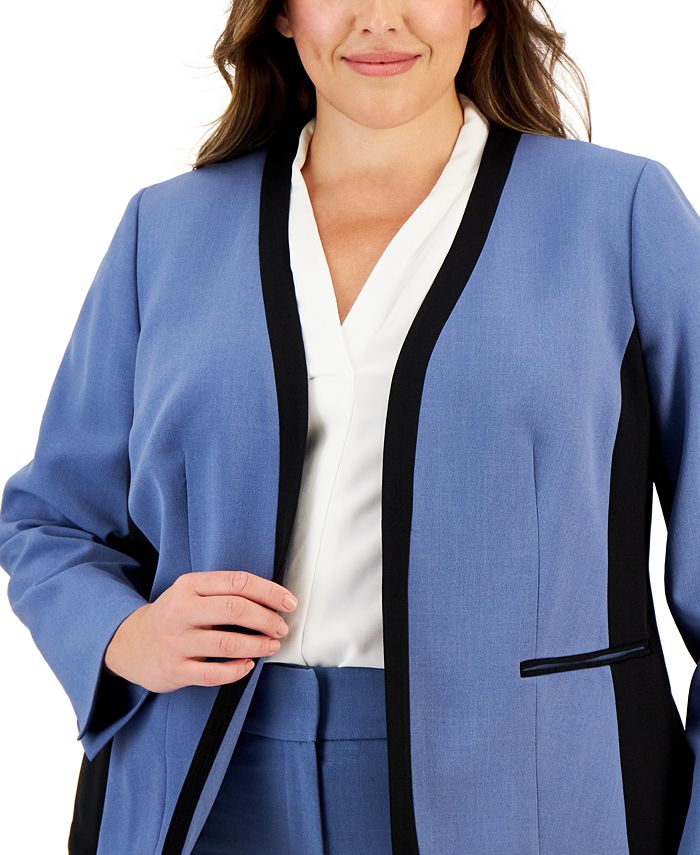 Kasper Plus Size Stretch Crepe Framed Open-Front Jacket - Macy's