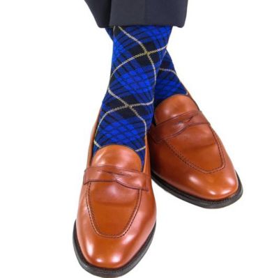 Men's Finn Tartan Plaid Over The Calf Mercerized Cotton Socks