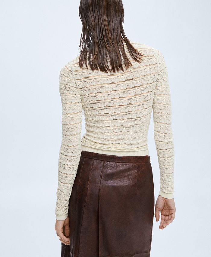 MANGO Women's Openwork Knit Sweater Macy's