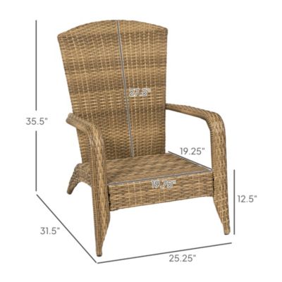 Patio Wicker Adirondack Chair with Soft Cushions, Charcoal