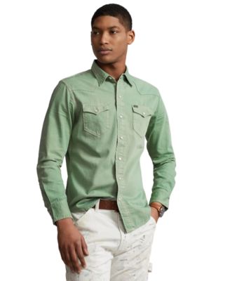 Polo Ralph Lauren Men's Garment-Dyed Denim Western Shirt - Macy's