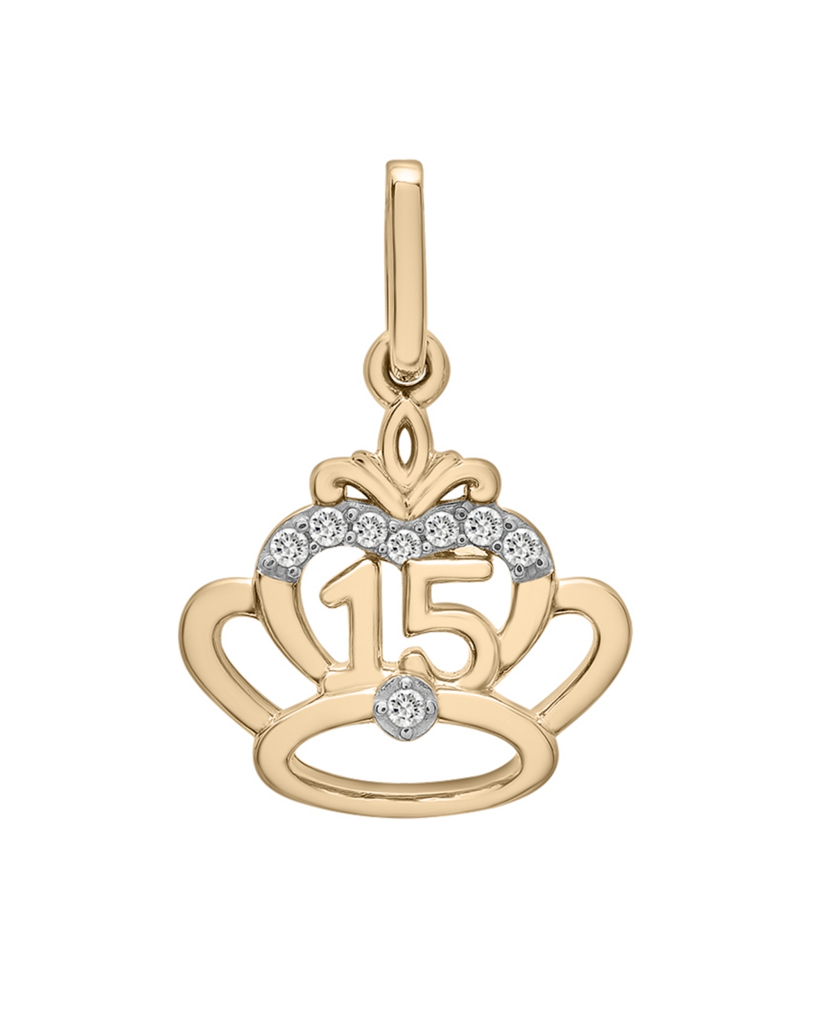 Wrapped Diamond Quinceanera Charm Pendant (1/20 Ct. T.w.) In 10k Gold, Created For Macy's In Yellow Gold