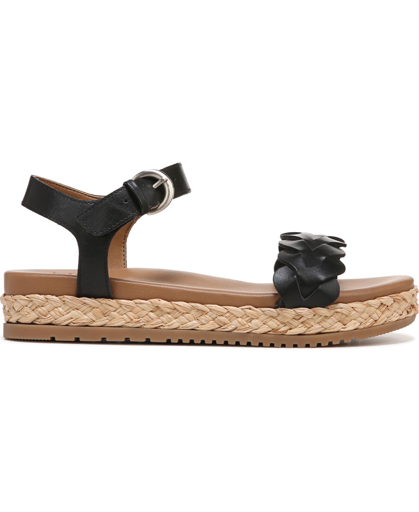 Женские сандалии Naturalizer Neila Open Round Toe Flatform, цвет: Чёрный кожаный — фото 2