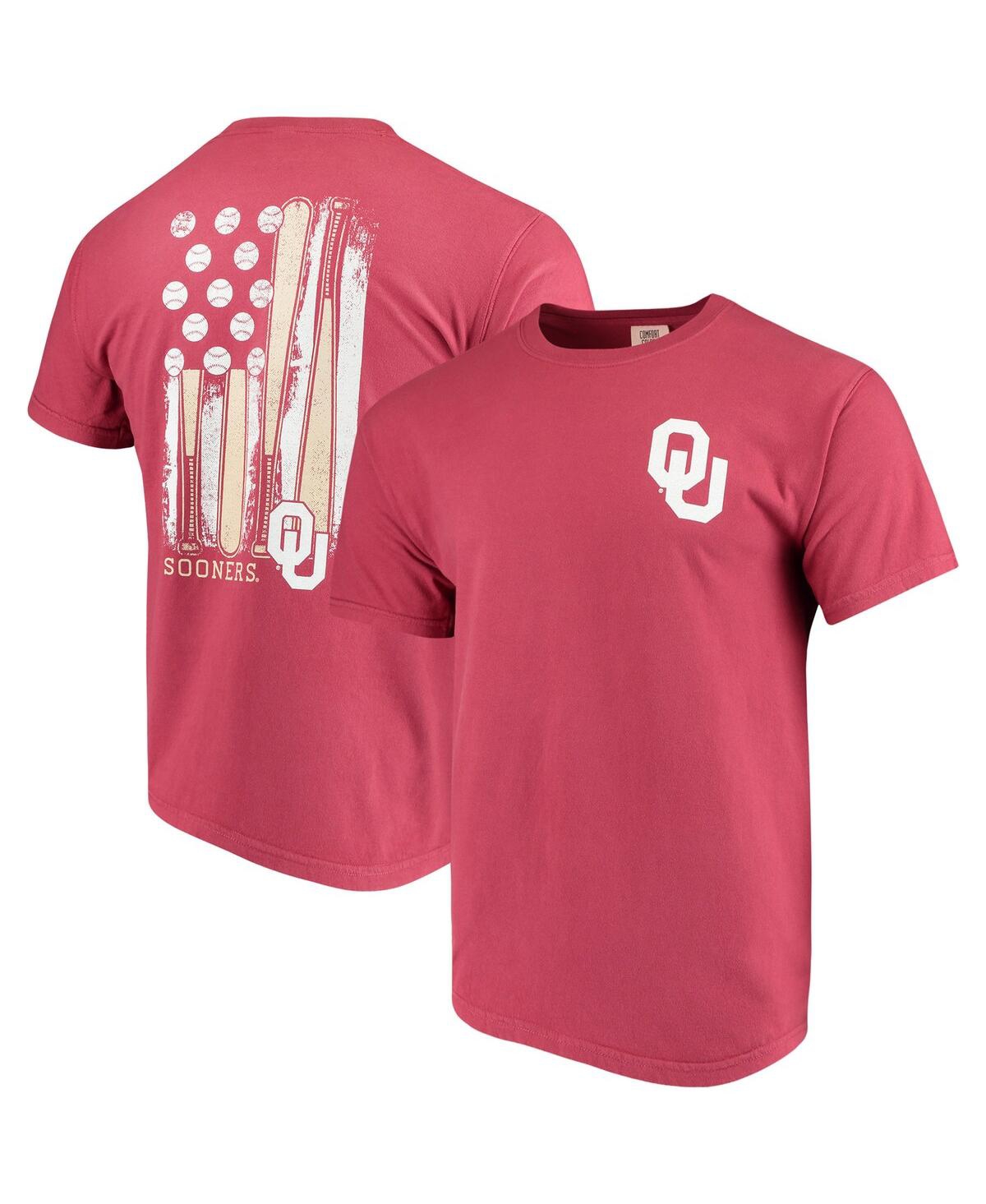 Shop Image One Men's Crimson Oklahoma Sooners Baseball Flag Comfort Colors T-shirt