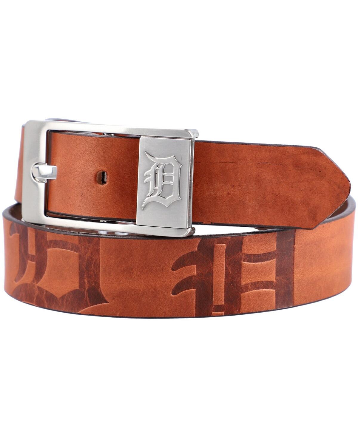 Men's Brown Detroit Tigers Brandish Leather Belt - Brown