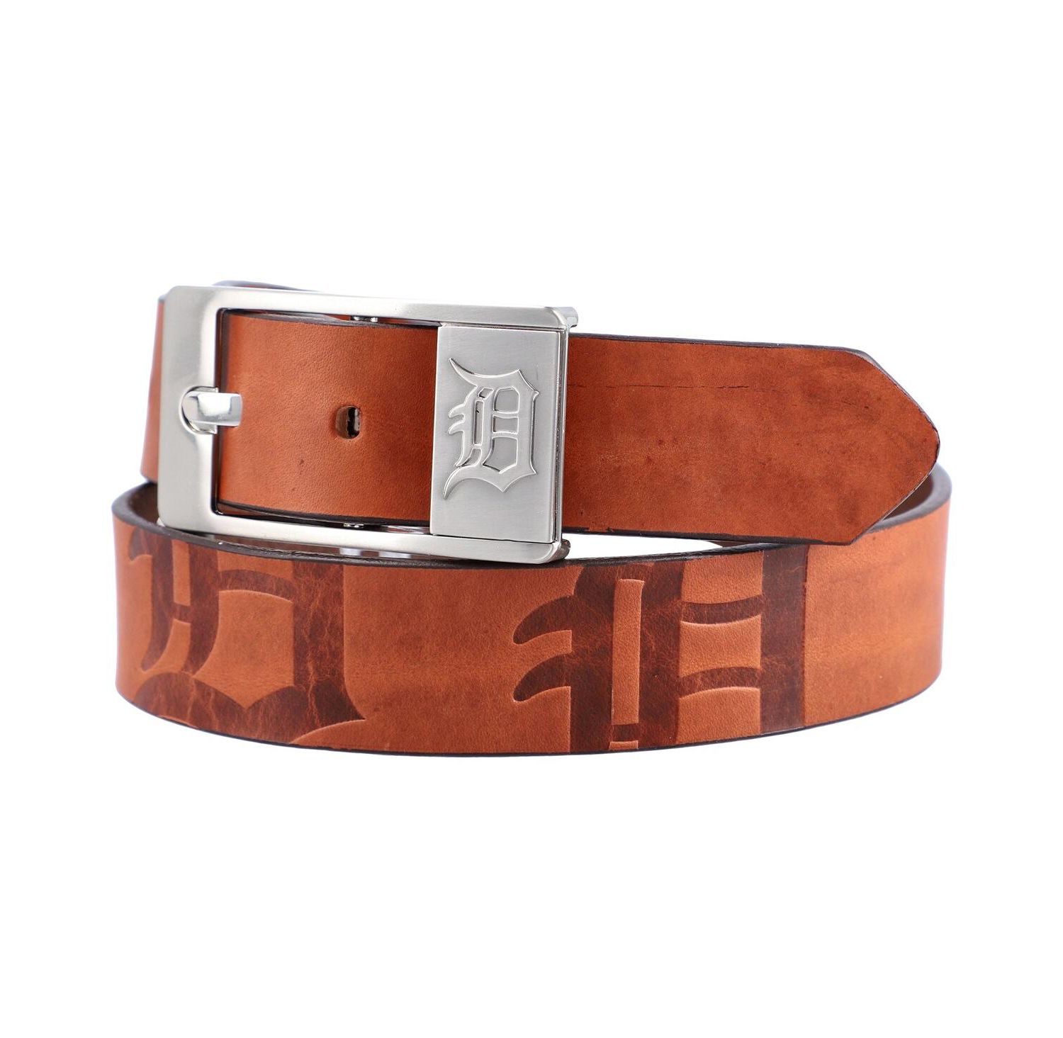 Men's Brown Detroit Tigers Brandish Leather Belt