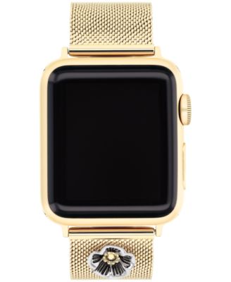 COACH Women s Gold Tone Mesh Tea Rose Charm Strap for Apple Watch 38 40 41mm Macy s