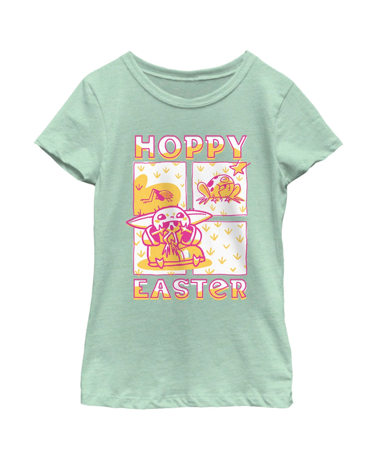 Disney Lucasfilm Kids' Girl's Star Wars: The Mandalorian Grogu Hoppy Easter Child T-shirt In Mint