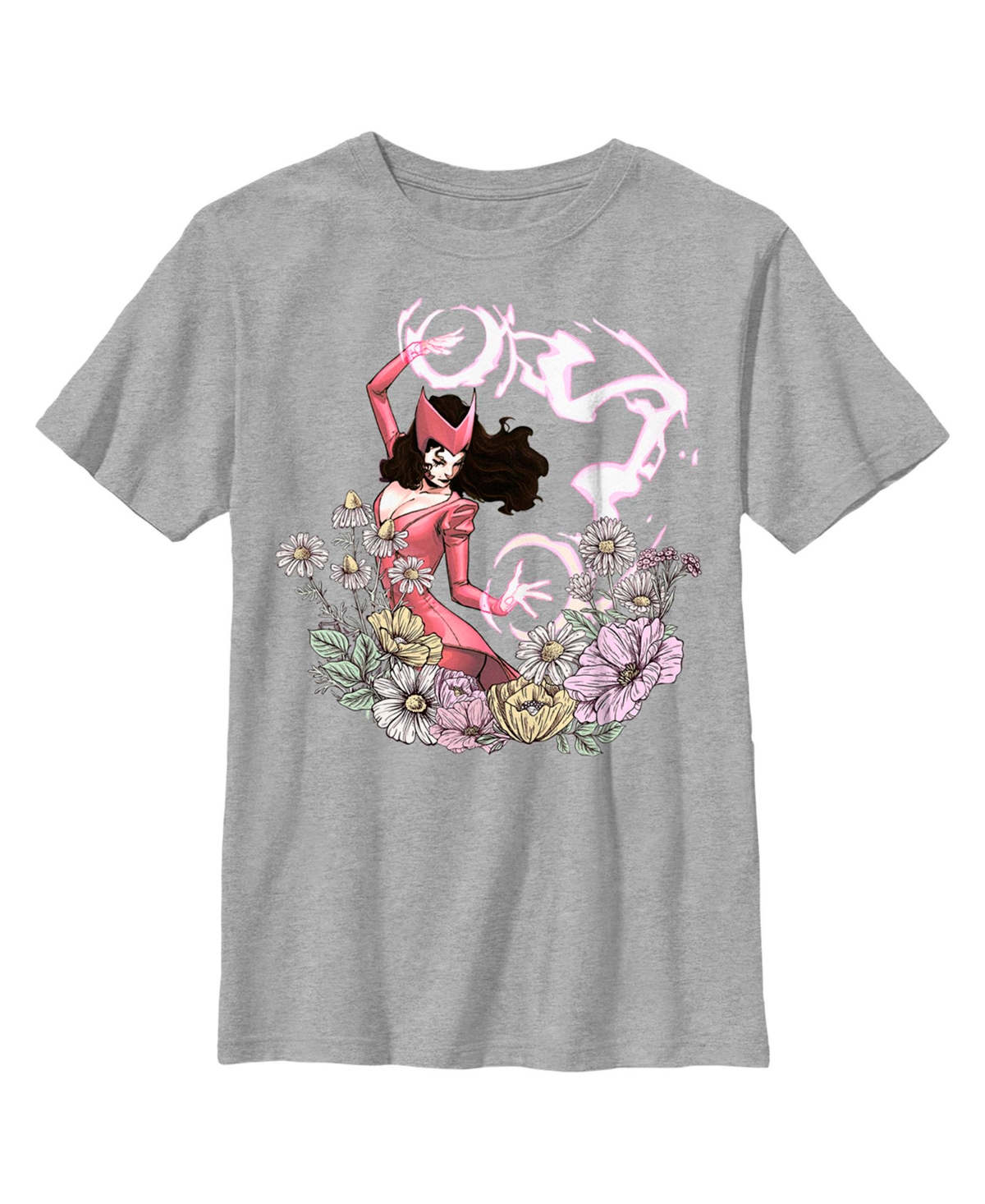 Marvel Boy's  Floral Scarlet Witch Child T-shirt In Athletic Heather