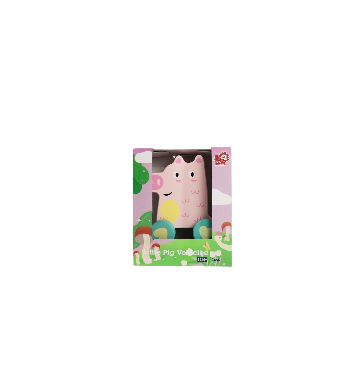 Детская игрушка Leo & Friends Wooden Rolling Pig Vehicle Toy, цвет: Assorted Pre-Pack — фото 3