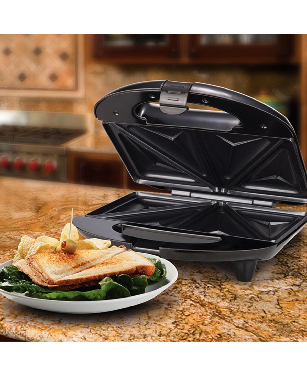 Brentwood Appliances Brentwood Non Stick Dual Sandwich Maker in Black and- Silver