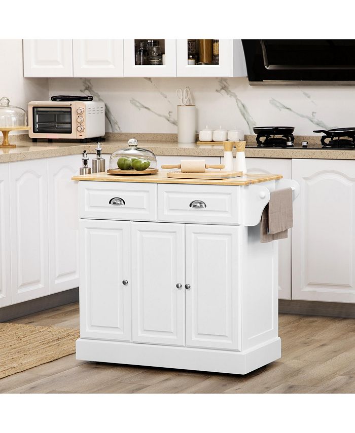 Kitchen Island with Storage, Rolling Kitchen Serving Cart with