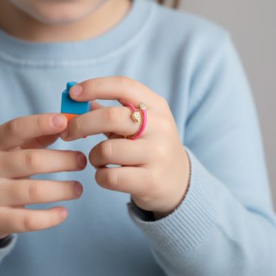 Kids/Teens 14K Gold Plated with Cubic Zirconia Bypass Magenta Pink Enamel Stacking Ring